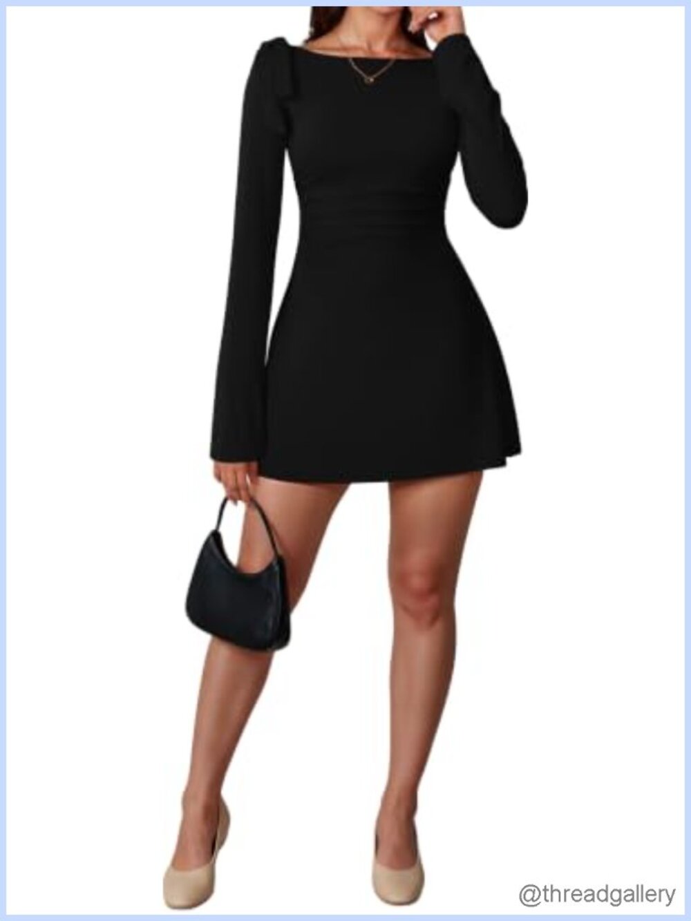 Nylon Spandex Long Sleeve Boat Neck Bow Tie Bodycon Mini Dress Graduation Party